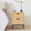 2 Drawers Wooden Bedside Cabinet Bedroom Furniture Storage Nightstand Metal Legs