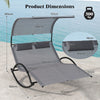 Costway Outdoor Double Chaise Rocker Rocking Daybed Sun Lounger w/ Canopy