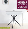 Round Dining Table, Small White Marble Effect Top Kitchen Table with Metal Legs