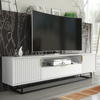 200cm Loft Retro TV Unit | Milled Fronts | White Vintage Cabinet Cupboard Stand