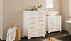 Mondeer Shutter Bathroom Storage Cabinet Floor Standing w/ 2 Adjustable Shelves