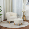 White Sherpa Accent Arm Chair Upholstered Single Sofa W/ Ottoman for Living Room