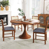 Rattan Dining Chair Set of 2 Wooden Upholstered Kitchen Chairs-Brown