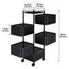 5 Tier Square Trolley Basket Rack Kitchen Storage Vegetable cart With Wheels
