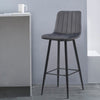 2 Pcs Grey Bar Stools Velvet Seat Metal legs 65 cm seat high Stools Chair Stripe