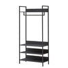 Industrial Open Wardrobe Storage Unit Clothes Rail Shelves Hanging Rack Black
