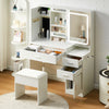 Makeup Dressing Table LED Lighted Mirror Vanity Desk Set w/Earring Hook Shelves
