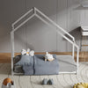 Kids Wooden Bed Frame House Style Floor Bedstead Children Tree Playhouse 3FT Bed