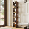 6-Tier Solid Wood Bookshelf, 70.87-Inch Tall Narrow Bookcase with Open Storage