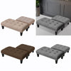 Footstool Ottoman Linen Pouffe Stool Foot Rest Rectangle Padded Seat Shoe Bench