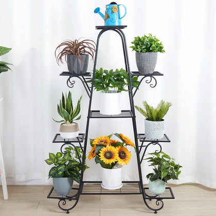 9-Tier Metal Plant Stand Garden Shelves Pot Holder Display Rack Storage
