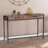 Slim Hallway Console Table Entryway Sideboard 2 Drawers With Glass Storage Shelf