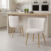 2/4× Teddy Fleece Dining ChairCurved Backrest Kitchen Living Room Side Chairs
