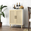 Wood Sideboard Buffet Storage Cabinet Cupboard with 2 Doors Rattan Decorating UK