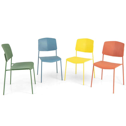 4Pcs Stackable Kitchen Chairs Set Modern Plastic Dining Room Chairs Color