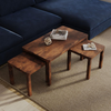 Nesting Tables Wooden Space Saving Coffee Side Table Set of 3 Rustic Brown Large