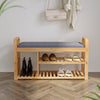 Bamboo Wooden Hallway Bench Shoe Storage Rack With Cushion Seat Stool Shoe Shelf