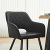 Grey Dining Chairs Set of 2 Faux Leather Diamond Seat with Hole Modern Chair