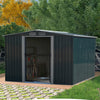 Garden Storage Shed Metal Outdoor Box w/ Base for Backyard Bike Tool 4ft-10ft