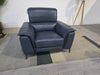DFS Auberon Denim Blue Leather Power Recliner Armchair & Headrest RRP £1049