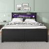 Double Bed Frame Industrial Metal Platform Bed with Headboard & Drawers Storage