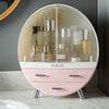 Round Makeup Storage Box Desktop Cosmetic Organizer Drawer Holder Tidy Case Bag