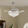 42" Ceiling Fan Light LED Crystal Chandelier Fan Lamp 3 Color Changing w/Remote