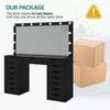15 Drawers Dressing Table with Mirror, Makeup Vanity with Power Outlet, LED
