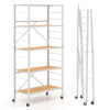 5-Tier Portable Storage Rack Shelves Foldable Shelving Unit w/Detachable Wheels