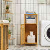 Costway 2-Tier Bamboo Bathroom Storage Cabinet Floor Cabinet w/ Single Door