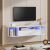130cm Floating TV Stand Unit RGB LED Lighted Wall Mounted Cabinet Storage Door