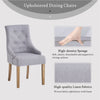2pcs Grey Fabric Dining Chairs Button-Tufted Upholstered Armchairs with Rivets