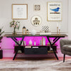 3-Tier Entertainment Center with LED Lights-Coffee
