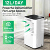 OYAJIA 12L/Day Portable Quiet Dehumidifier for Home, Electric Air De-Humidifier