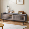 Slatted Sliding Door TV Cabinet Stand Entertainment Center Media Console Storage