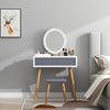 Dressing Table Vanity Set Make up Desk with Dimmable LED Light Mirror Stool Wood