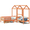 Bed and Set with Roof Wax Brown 100x200 Solid Wood Pine W3Y5