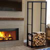 S/M/L Metal Firewood Fire Log Rack Wood Storage Rack Holder Indoor Outdoor Cover