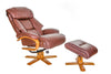 The Nice - Swivel Recliner Chair And Footstool In Chestnut Genuine Leather