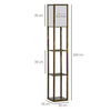 Tall Floor Lamp Rustic Reading Lamp 3 Tier Storage Shelf Home Office Living Room