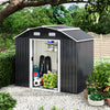 4ft x 8ft Anthracite Metal Garden Shed Free Foundation Base Storage Tool House