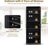 Storage Cabinet Wooden Tall Pantry Cupboard 2 Door Shelves Freestanding Black