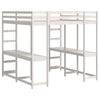 Loft Bed with Desk and Ladder White 180x200 Solid Wood Pine O0B2