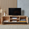 Rattan TV Unit Cabinet Stand Wood Effect 2 Door Storage Shelves | VonHaus