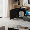 200cm All High Gloss Black TV Stand Cabinet with Lights for 65 - 90 inch TV's