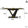 Extendable Dining Table Kitchen Table, Black Marble MDF Top 120-160x75x75.5cm