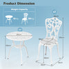 Outdoor Furniture Table and Chairs Set with Umbrella Holes-White