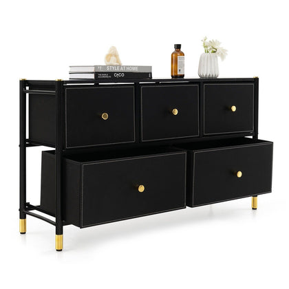5-Drawer Dresser Tower Fabric Modern Dresser Chest of Drawers Storage Organizer