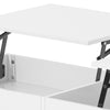 Modern White Coffee Table, Lift Top with RGB Lights & Storage, for Living Room