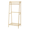 Bamboo Folding Clothes Rail 2 Tiers Hooks Bags Coat Stand Hanger Hallway Bedroom